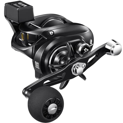 Piscifun Alinox LC Baitcaster Reel with Line Counter Aluminum Alloy Frame Casting Reel 38Lbs Max Drag 8+1 Stainless Bearings Left Black