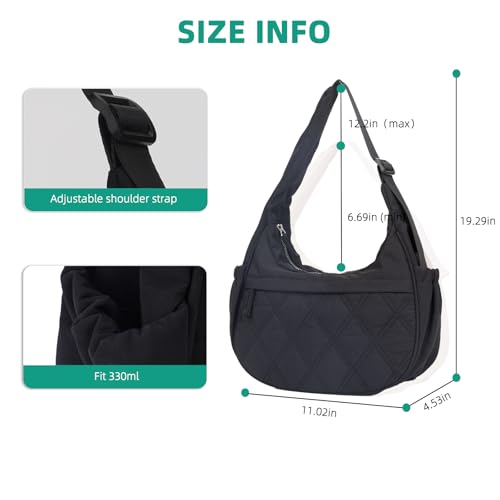 Image of JANKS Small Puffer Crescent Shoulder Bag for Women, Nylon Quilted Puffy Crossbody Purse, Cute Hobo Shoulder Handbags