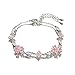 NIDMETNSUJRA New 2026 Korean Elegant Cherry Blossom Bow Zircon Bracelet For Women Sweet Hers Crystal Flowers Bracelets Wedding Party Jewelry Gift Fashion Accessories Creative