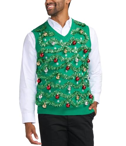 Chaleco suéter de Navidad Tipsy Elves con cuello en V para fiestas 1