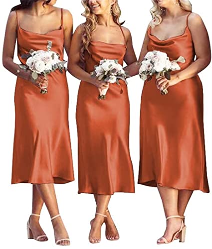 Robe de demoiselle d'honneur longue robe de soirée formelle orange brûlé taille 44