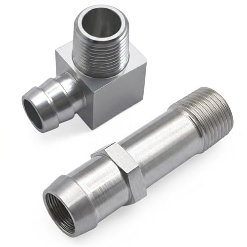 FOUNDCOOL 2PCS Heater Hose Fitting, 1/2' NPT to 3/4' & 5/8' Barb 90 Degree