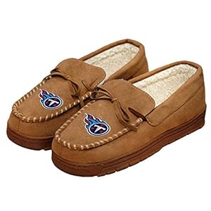 FOCO Tennessee Titans NFL Mens Team Logo Moccasin Slippers – L