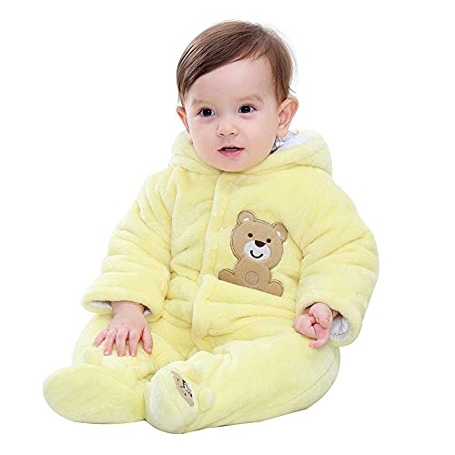 Image of XIFAMNIY Baby Newborn Jumpsuit Footie Hooded Thicken Winter Bunting Outwear Snowsuit Pajamas for Girls Boys…