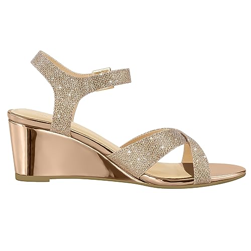 PIZZ ANNU Women's Wendy Low Wedge Sandals Ankle Strap Espadrille Open Toe Casual Summer Women Wedge Heels Shoes3