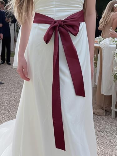Women's Double-Sided Satin Sash for Bridal Dress Adjustable Waist Belt Special Occasions Size 2.76 x 102 inches4
