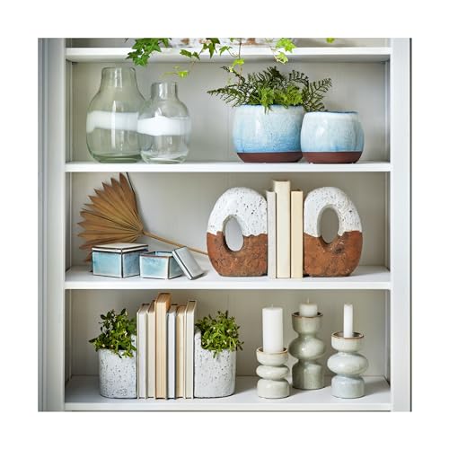 TAG Linea Taupe Speckled Ceramic Reversible Taper and Pillar Candle Holder Large, 3.25L x 3.25W x7.5H inches Cream