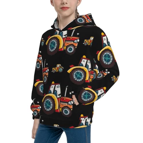 Cartoon Tractor Kid Hoodies Boys Sweatshirts Girls Pullover with Pocket2