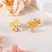INFUPNET Cute Flower Clip On Earrings For Women Fashion Lovely Yellow Flower Earrings No piercing Earrings Colorful Bloom Bead