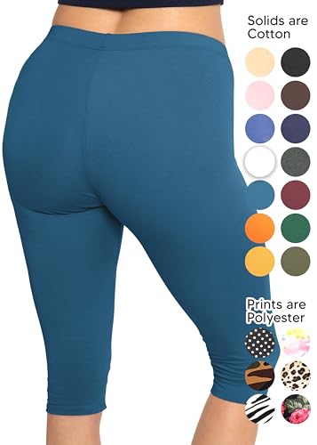 Image of STRETCH IS COMFORT Cotton Capri Leggings, Knee Length Pants, Plus Size