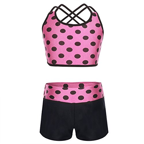 Alvivi Kids Girls Two Pieces Sports Dance Outfit Crop Tops Bra with Shorts