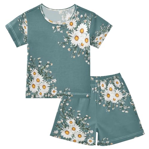senya Short Sleeve Pajamas Sets Summer Cotton Sleepwear Daisy Christmas Wreath