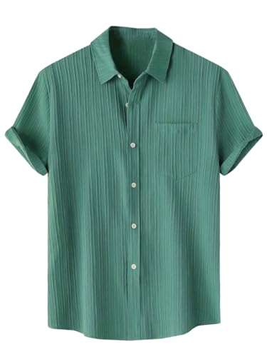 TAGDO Mens Solid Shirt with Chest Pocket Short Sleeve Shirt for Summer Outdoor Activities (Sugar-Shirt-5182-Green-M) (B0D2NRB6YR) Amazon Price History, Amazon Price Tracker
