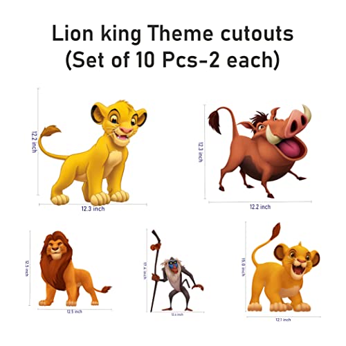 Image of Pretty Ur Party Lion King Theme Paper Cutouts for Birthday Parties, Simba Party Supplies decor, Lion King Birthday Party Decoration, Cut-Outs for Room, Board - Yellow Green (10 pcs)