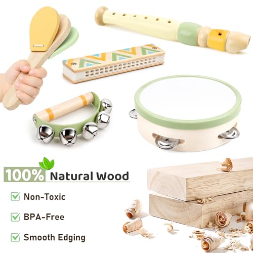 image for ZECIMYNO Kids Guitar Set - 8 in 1 Toddler Musical Instruments, Montess