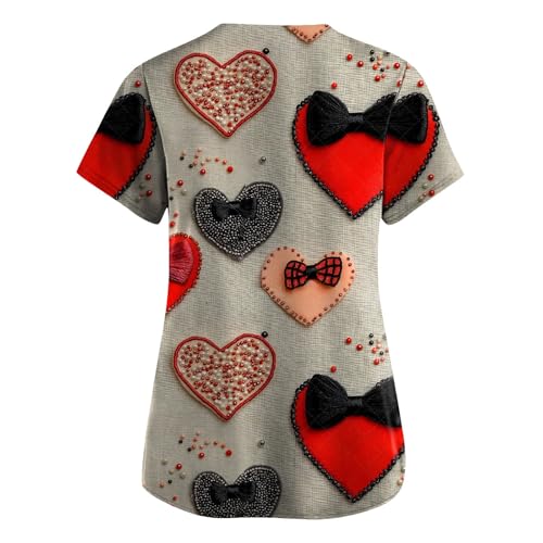 OIOLOYJM Printed Scrub Tops Women V Neck Short Sleeve Plus Size Scrubs for Womens Nursing Uniforms Shirts with Pockets