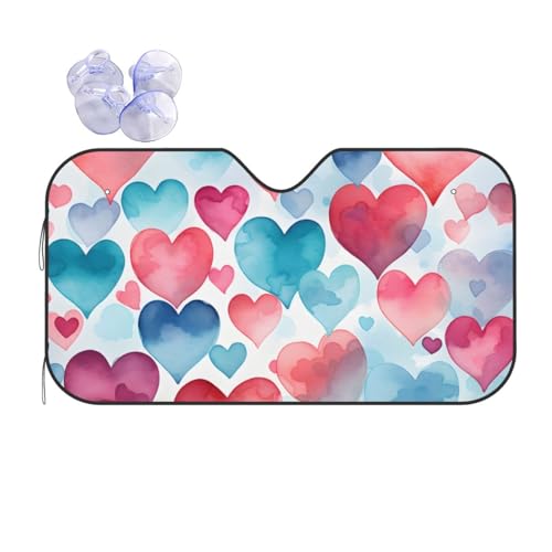 Parasol Parabrisas Delantero Coche Plegable Aislante Térmico con Diseño de Corazón Abstracto