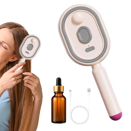 Cepillo de vapor para el cabello, peine desenredador recargable con aceite y taza medidora, alisador de vapor para el cabello - para el uso diario y viajes niñas damas ondulado liso grueso rizado