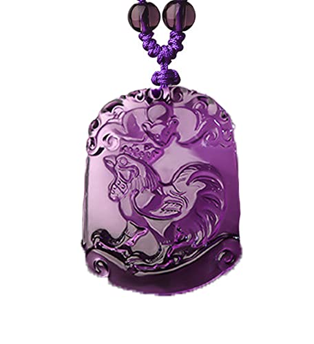 Collier pourpre et pendentif zodiaque chinois pour look quotidien