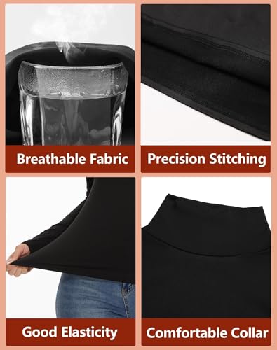 4 Pack Women’s Thermal Turtleneck Shirts, Women Turtle Neck Fleece Lined Compression Long Sleeve Base Layer Tops4