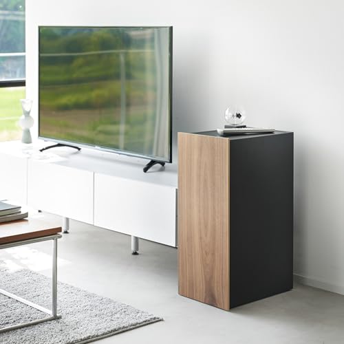 Yamazaki 2110 TOWER Spielekonsolen-Organizer, schwarz, Stahl/Holz/Magnet/Silikon, minimalistisch, 24.7 x 36.5 x 60.3 cm