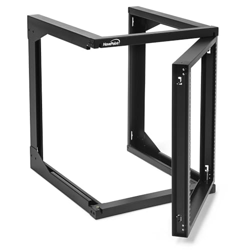 Image of NavePoint 12U Wall Mount Server Rack - Swing Gate Open Frame for 19-Inch IT Equipment - Network Rack for AV & Server Equipment, 24 inch Deep, Black