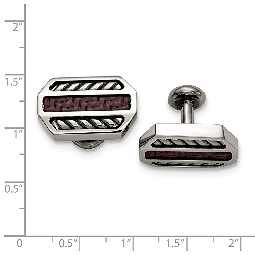 Mancuernillas para hombre Marsala acero y fibra carbono miniatura 2