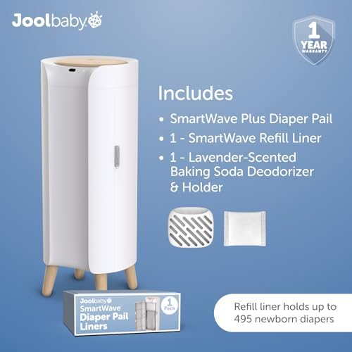 Jool Baby SmartWave Plus Diaper Pail & Refill – Motion Sensing Lid with Odor Lock – Compatible with Regular Trash Bags – Holds up to 50 Newborn Diapers - 3