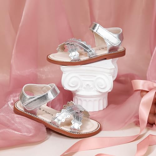 Image of Felix & Flora Toddler Girl Sandals - Little Girl Easter Dress Shoes Lightweight Open Toe Beach Holiday Flats