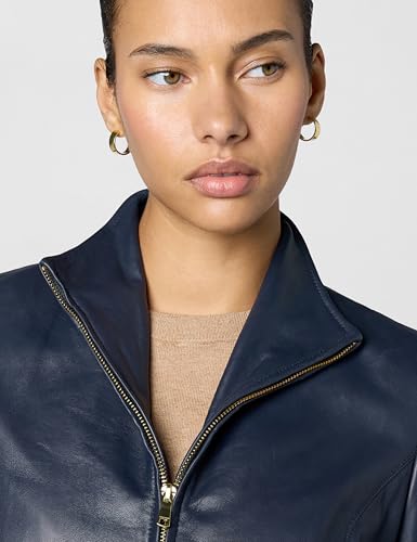 Image of Cole Haan Women's Leather Wing Collared Jacket (Standard and Plus Size)