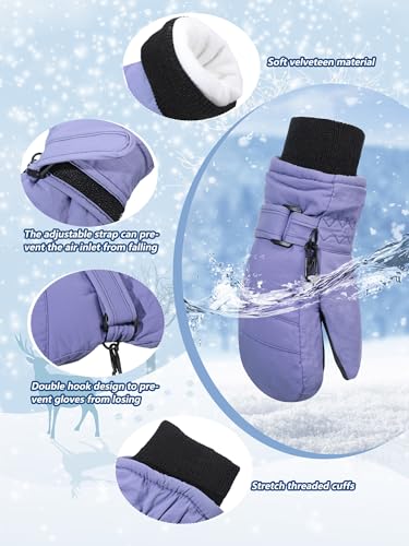 Image of SATINIOR Kids Snow Mittens Waterproof Winter Ski Gloves Warm Thicken Snow Gloves for Girls Boys