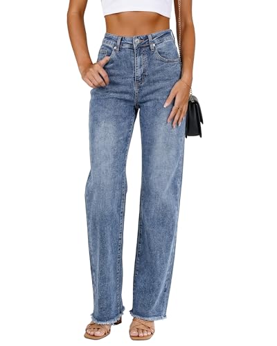 GRAPENT Womens Chinos Pants Fall Clothes for Women 2023 Vintage Blue - Acid Wash Small Fits US Size 4 to 6