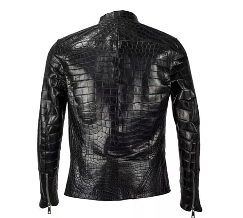 Genuine Alligator Crocodile premium leather skin jacket for men, real motorcycle bikers leather Men's Jacket2