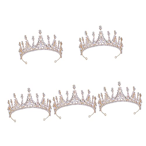 FRCOLOR 5pcs Baroque Crown Rhinestone Headpiece Headband for Girls Rhinestone Decor Party Headband Glitter Party Hair Accessories Headband for Women Girls Crown Headband Glitter for Girls