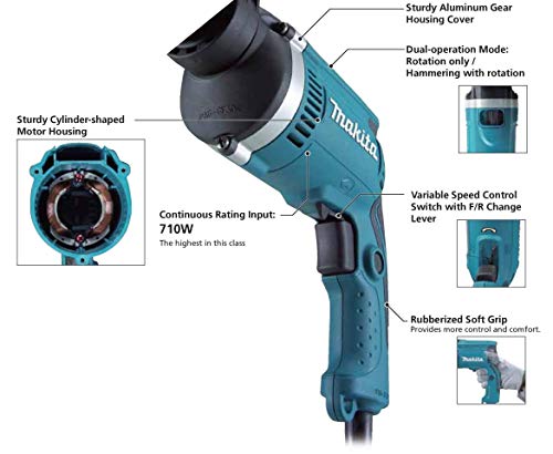 Image of Makita Hp1630 710 Watts Impact Drill (0.62 Inches - Maximum Chuck Size) - Black