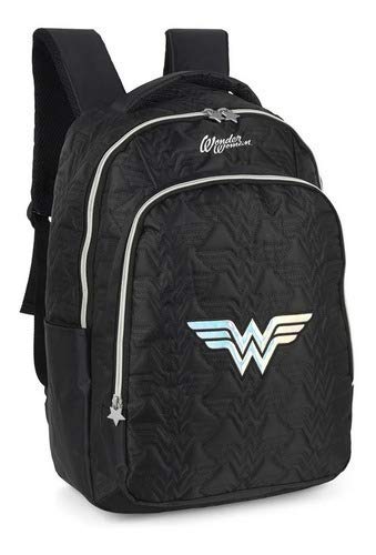Mochila Escolar Notebook Mulher Maravilha Ww Oficial Dc Cor:Preto