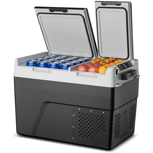 Feelfunn 12 Volt Refrigerator Car Fridge - 61QT(58L) Dual Zone Electric Cooler, Car Refrigerator...