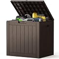 NEWBULIG 31 Gallon Deck Box, Weatherproof Resin Lockable Outdoor Storage for Secure Package Deliveries and Indoor Storage in Garden or Patio, Backyard
