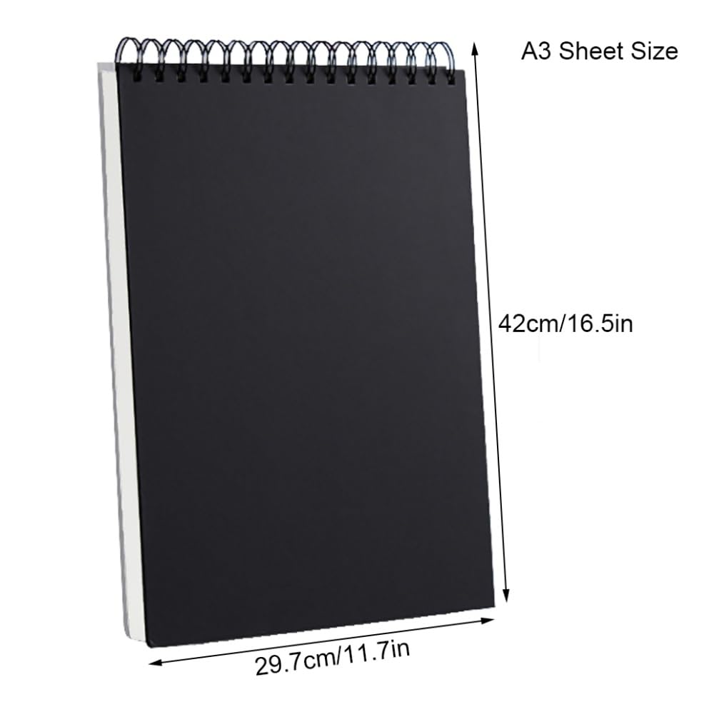 A3 Wirebound Sketch Pad Skecth Book A3 160gsm 30 Sheets (60 Pages) Smooth White Cartridge Paper 297mm×420mm - Image 3
