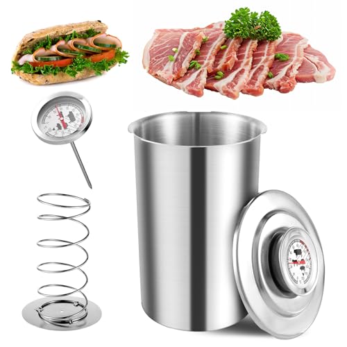 Herramienta para Hacer Prensa Jamón, Herramienta Prensa Carne Acero Inoxidable con Termómetro Herramienta Casera Carne Almorzar Carn Tocino Herramienta para Hacer Carne Charcutería Herramienta Cocción