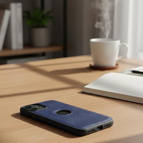 Image of Leather Case for Apple iPhone 12 Mini Premium Protective Stylish Slim Cover with Shockproof Raised Edges Blue