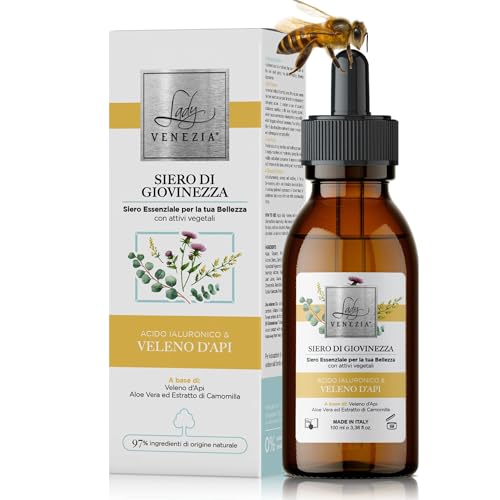 Serum Facial con Ácido Hialurónico y Veneno de Abeja – Lifting, Hidratante y Reparador – 100 ml – Piel Más Firme y Rejuvenecida - Lady Venezia (100 ml, Veneno de abeja)