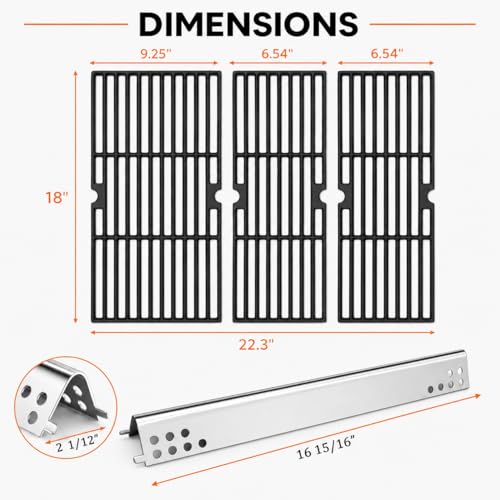 Image of Grill Parts for Char-Broil Performance 4 Burner, Fits 463375919, 463377319, 463376419, 463332719, Heat Plates G470-0004-W1A & Cast Iron Cooking Grates, For Char Broil 4 Burner Replacement Parts