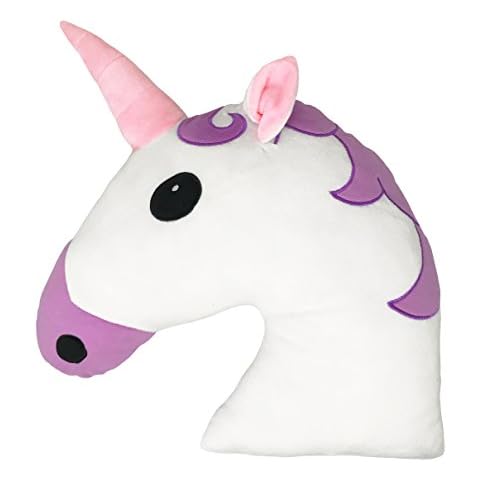 Desire Deluxe Unicorn Emoti Cushions 37cm - Novelty Soft Plush Toy for Kids - Round Cute Stuffed Funny Smile Face Emoticon Unicorn Pillow for Boys & Girls Cover