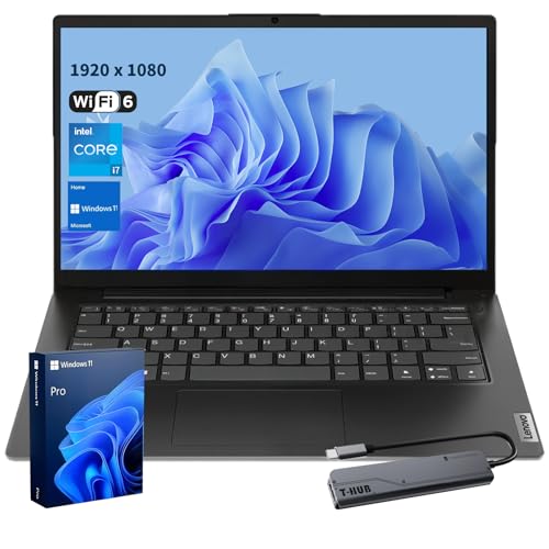 Lenovo V14 Business Laptop, Intel Core i7-13620H, 14' FHD Anti-Glare, 16GB RAM, 512GB SSD, Webcam w/Shutter, Copilot, HDMI, Type-C, Wi-Fi 6, Windows 11 Pro, Bundle w/ 7-in-1 USB-C Hub