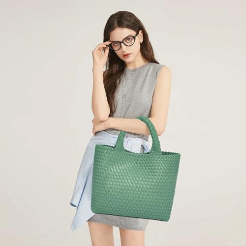 Image of JINMANXUE Fashion Woven Bag Shopper Bag Travel Handbags and Purses Women Tote Bag Large Capacity Shoulder Bags