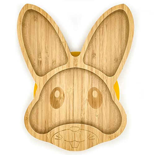 Eco Health Assiette en bambou pour bébé avec ventouse en silicone solide pour le sevrage et l'alimentation des tout-petits, fabriquée à partir de bambou naturel bio (jaune) Cover