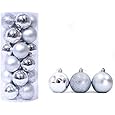 65ct Christmas Balls Ornaments, Shatterproof Plastic Decorative Baubles for Xmas Tree Decor, Multi-Size Christmas Ornaments Set for Tree, Home Indoor Party Decor, Silver