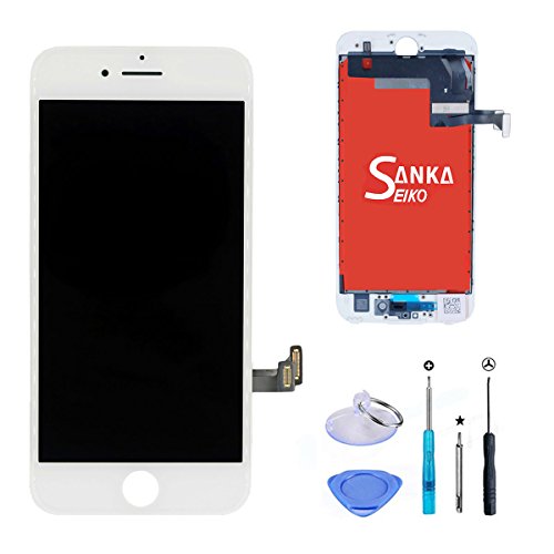 SANKA for iPhone 8 LCD Screen Replacement 3D Touch Display Digitizer Assembly Front Glass Frame White with Free Repair Tools Kit