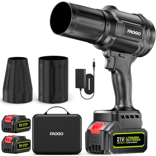Image of Cordless Leaf Blower with 2 Batteries & Charger - 990,000 RPM Electric Handheld Blower, Lightweight for Lawn, Yard, Patio, Garden Care - Light Black